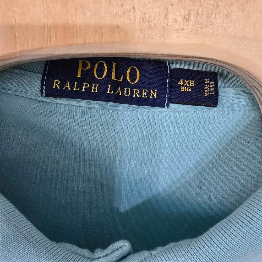 Polo Ralph Lauren‎ 4XB Big Mens Light Blue Polo Shirt Short Sleeve Cotton